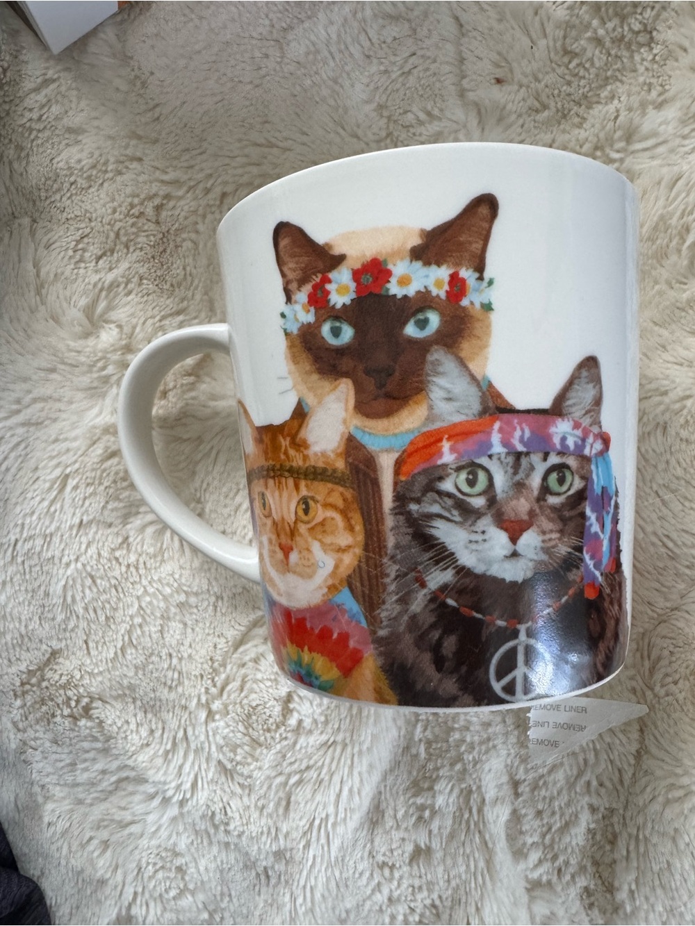 Groovy Cats-Colorful Cat Trio Ceramic Mug - White